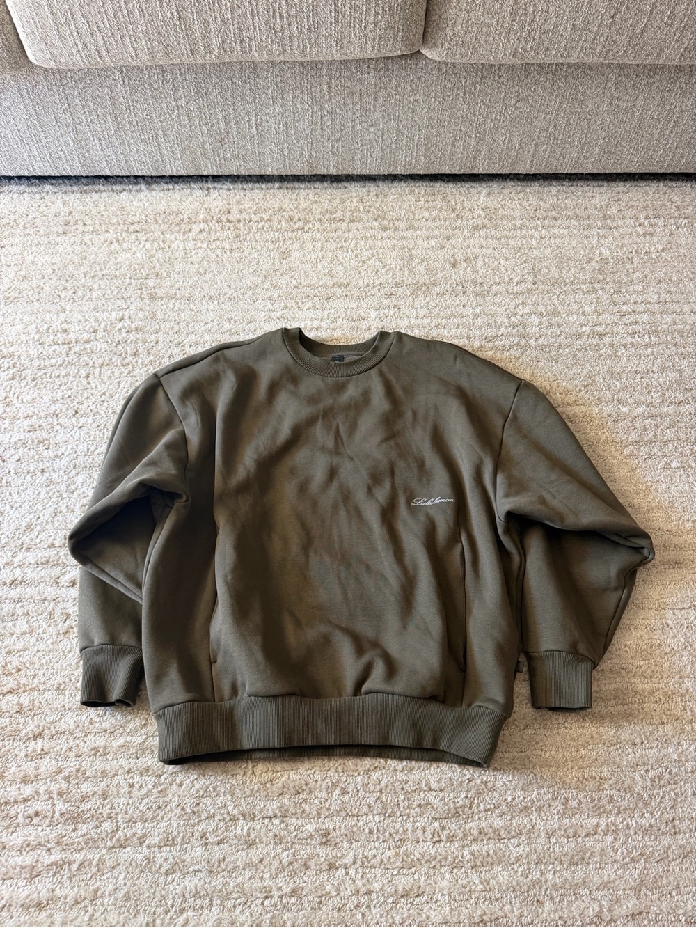 Lululemon men’s olive brown big cozy crew sweatshirt size M